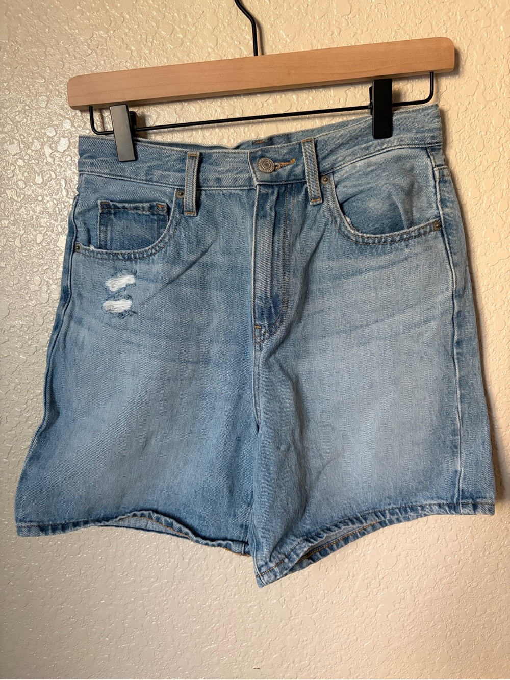 Light Blue High-Waist Denim Shorts